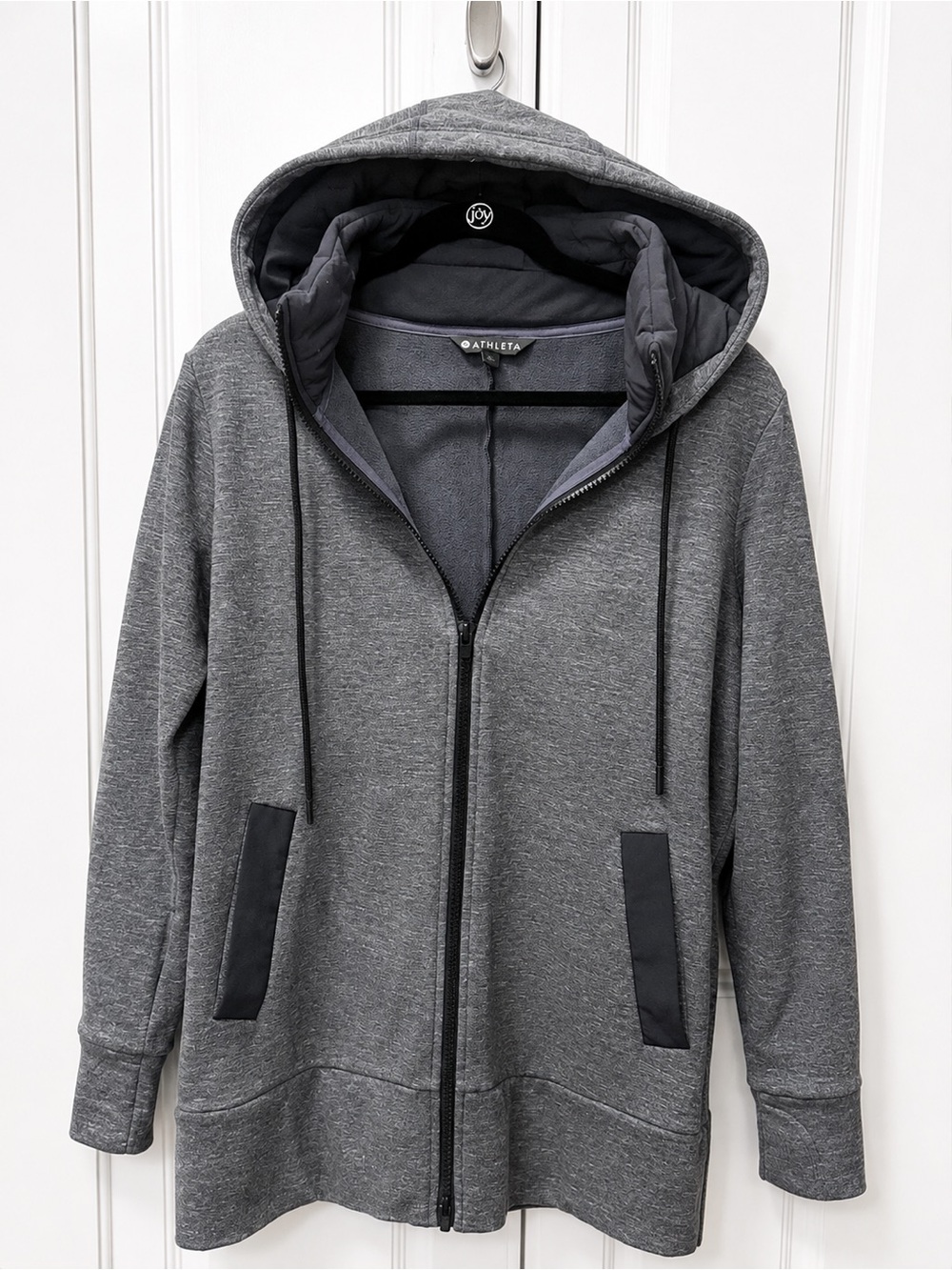 Athleta Gray Full-Zip Hooded Jacket